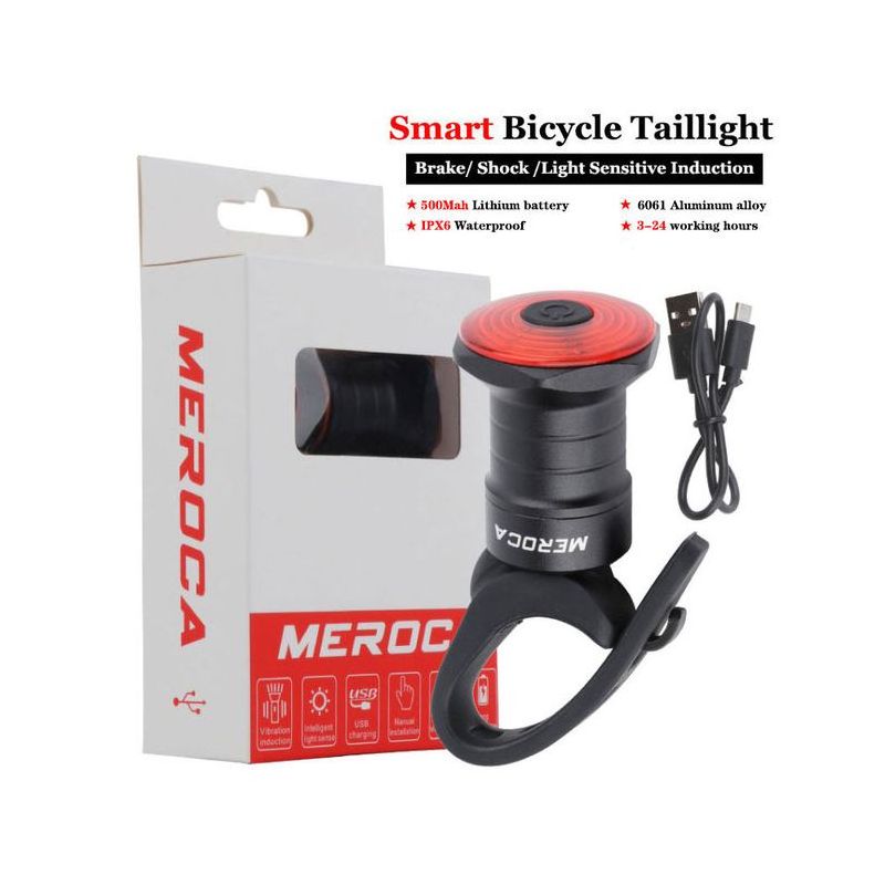 Smart cykelbaglygte med auto start stop USB opladning IPX6 vandtæt for cykel sikkerhed og synlighed