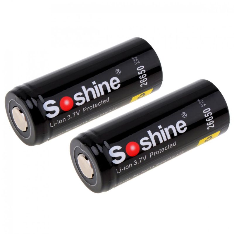 Soshine 26650 5500mAh 3.7V Li-Ion genopladeligt batteri 2 pakke høj ydeevne til elektronik værktøjer lommelygter