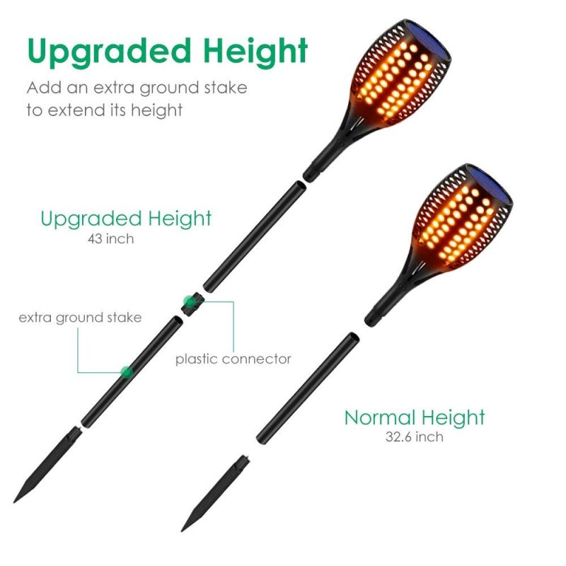 Opgraderede solcellelamper med flimmerende flammer lys og automatisk tænd/sluk funktion til terrassebelysning