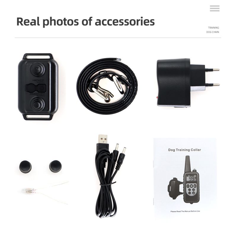 IP7 vandtæt 800m hundetræningshalsbånd med justerbare niveauer kæledyrsfjernbetjening genopladeligt træningsværktøj