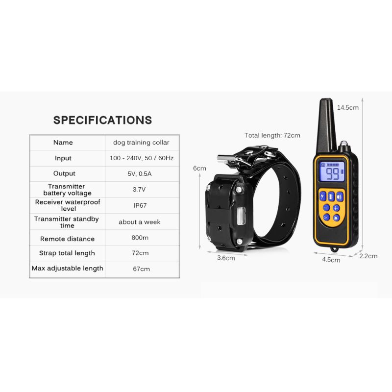 800m Elektrisk Hundetræningskrave Vandtæt Genopladelig Justerbare Vibrationer LCD-skærm Kæledyrstræning