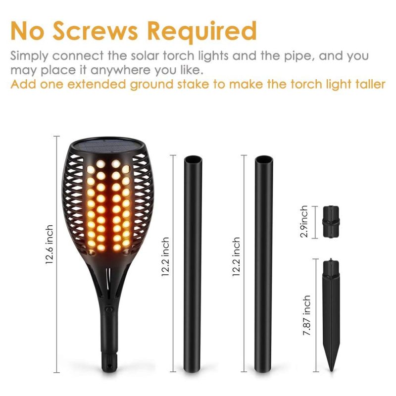 Opgraderede solcellelamper med flimmerende flammer lys og automatisk tænd/sluk funktion til terrassebelysning