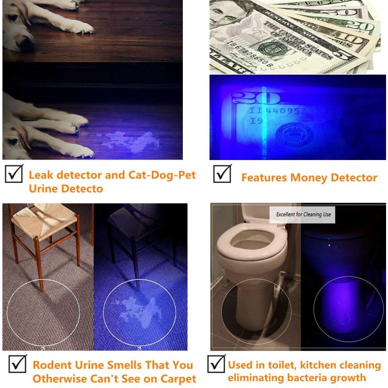 Ultrafire WF-502B.2 395nm LED UV lommelygte til kæledyrsplet detektion gør-det-selv inspektionsværktøj