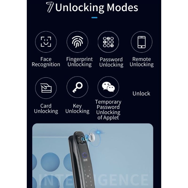 3D Face Smart Dørlås Sikkerhedskamera Monitor Intelligent Fingeraftryk Adgangskode Biometrisk Nøgleoplåsning