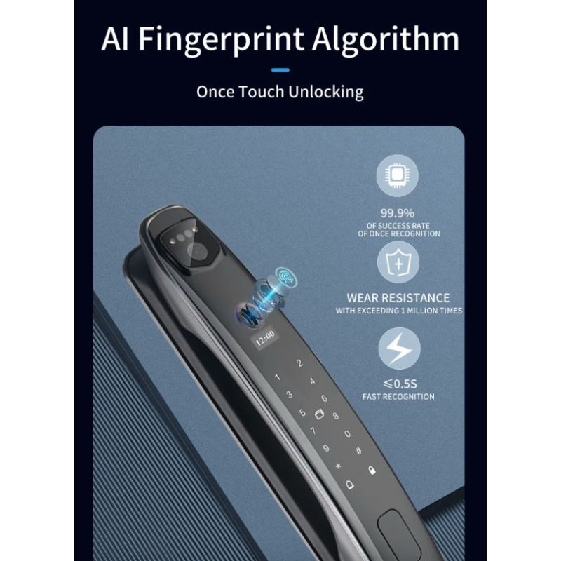 3D Face Smart Dørlås Sikkerhedskamera Monitor Intelligent Fingeraftryk Adgangskode Biometrisk Nøgleoplåsning