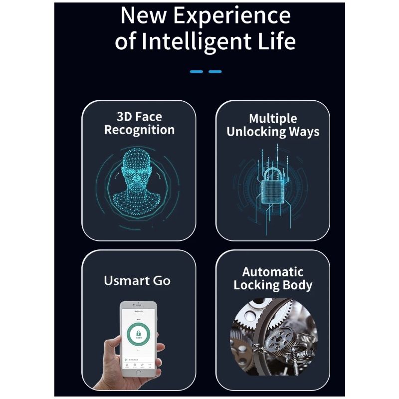 3D Face Smart Dørlås Sikkerhedskamera Monitor Intelligent Fingeraftryk Adgangskode Biometrisk Nøgleoplåsning