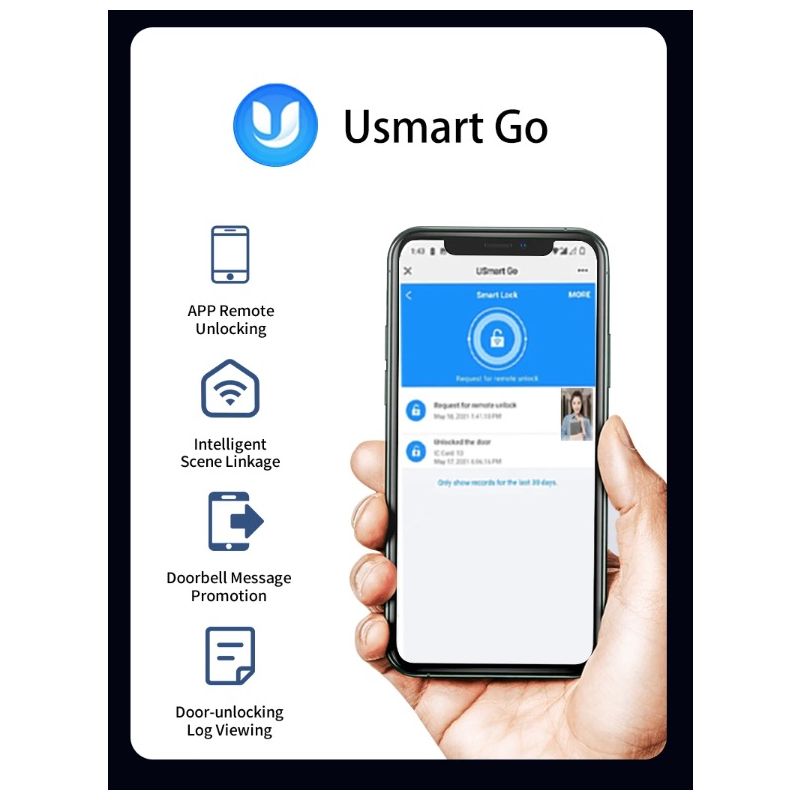 3D Face Smart Dørlås Sikkerhedskamera Monitor Intelligent Fingeraftryk Adgangskode Biometrisk Nøgleoplåsning