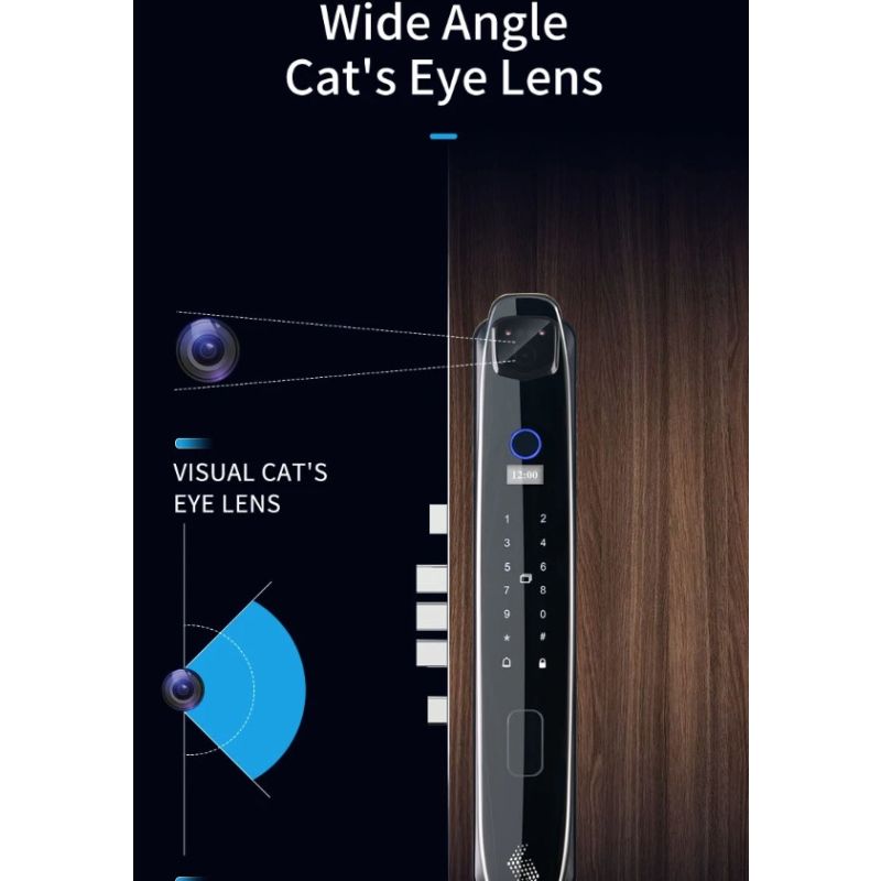 3D Face Smart Dørlås Sikkerhedskamera Monitor Intelligent Fingeraftryk Adgangskode Biometrisk Nøgleoplåsning