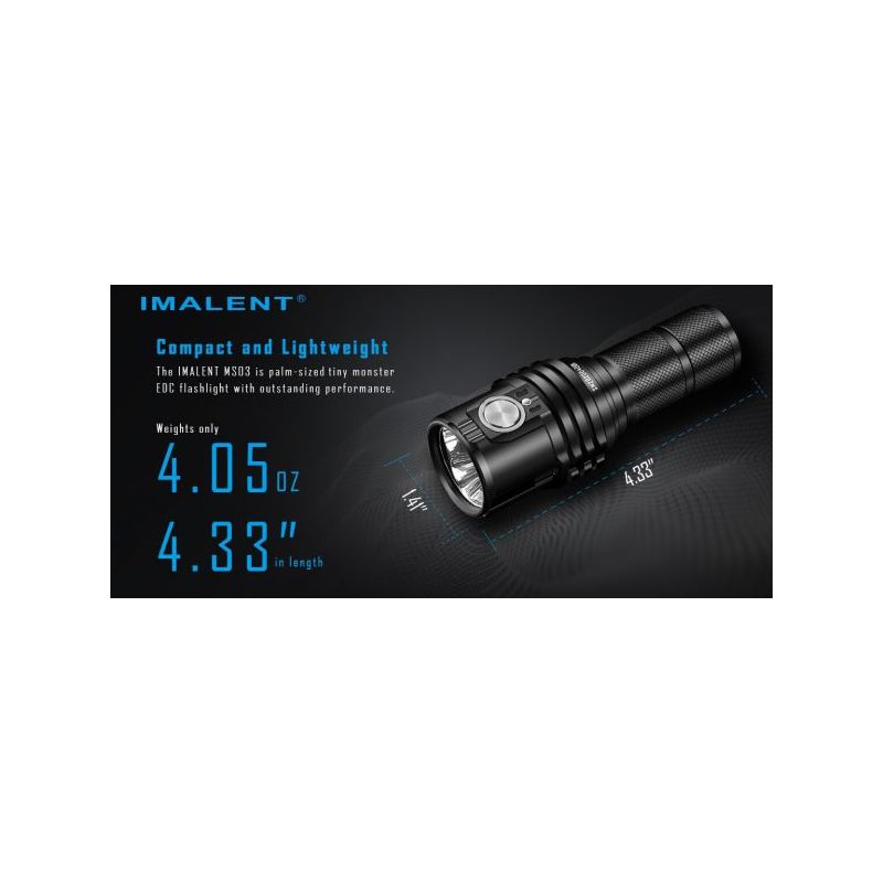 IMALENT MS03 XHP70 EDC lommelygte 13000 lumen 324 meter lysstråle kompakt og genopladelig udendørs lommelygte