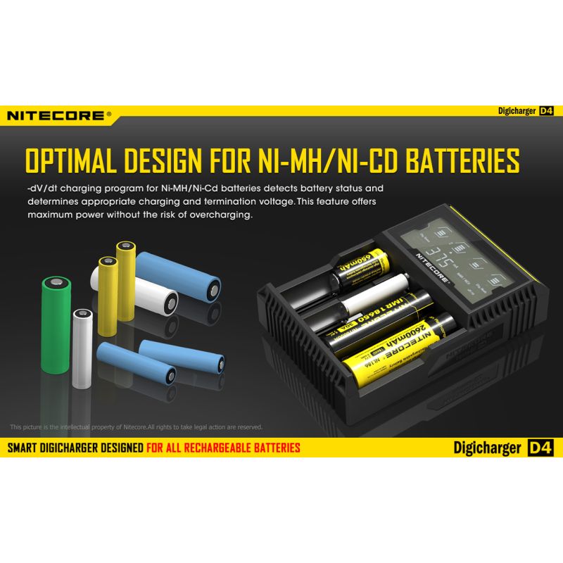 NITECORE D4 DELICHARGER LCD DISPLAY batteri oplader intelligent opladning Li-ion 18650 14500 26650 kompatibel