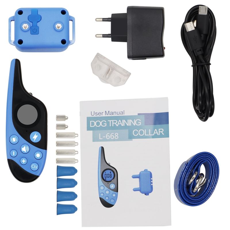 Vandtæt genopladeligt hundetræningshalsbånd med fjernbetjening og LCD-skærm til effektiv lydighedstræning