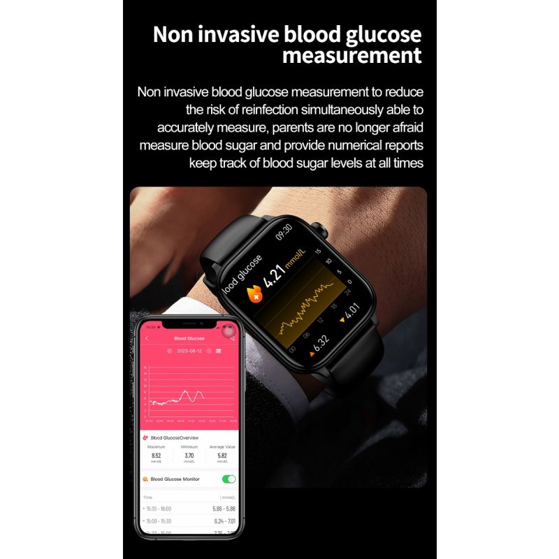 ET570 Blodglukose Smartwatch EKG Puls Blodtryk – Dit Sundhedsovervågningsur i Dansk Design!