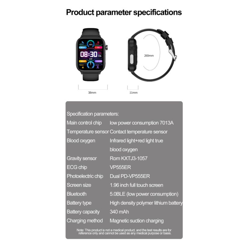ET570 Blodglukose Smartwatch EKG Puls Blodtryk – Dit Sundhedsovervågningsur i Dansk Design!