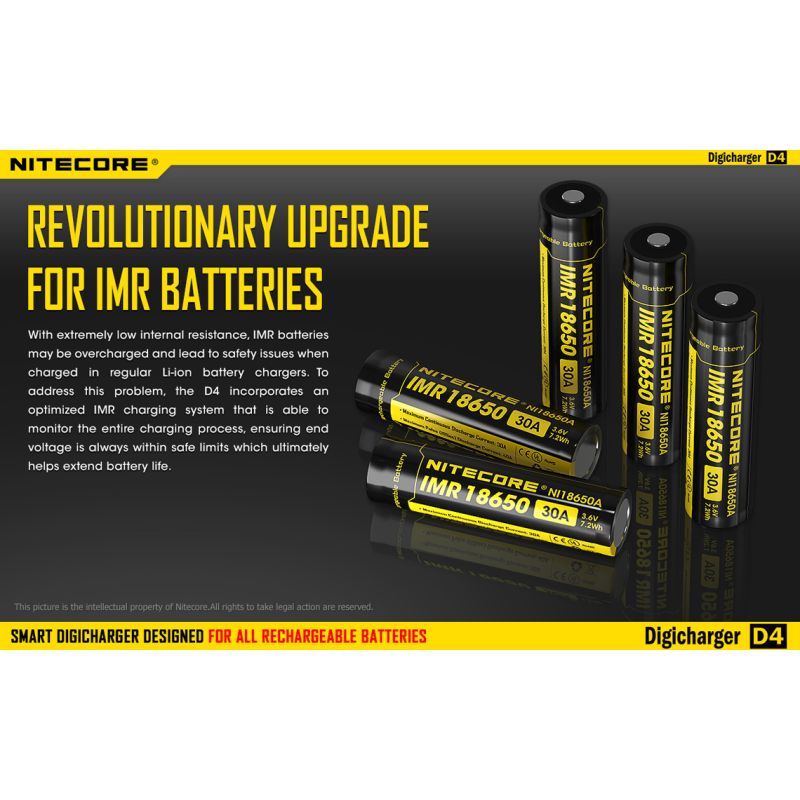NITECORE D4 DELICHARGER LCD DISPLAY batteri oplader intelligent opladning Li-ion 18650 14500 26650 kompatibel