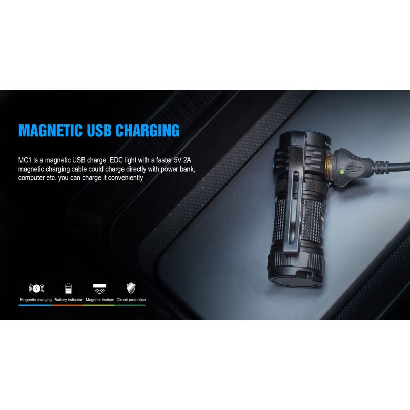 TrustFire MC1 Baton XP-L HI LED lommelygte 1000 lumens kompakt og ultralet med magnetisk opladning til daglig brug