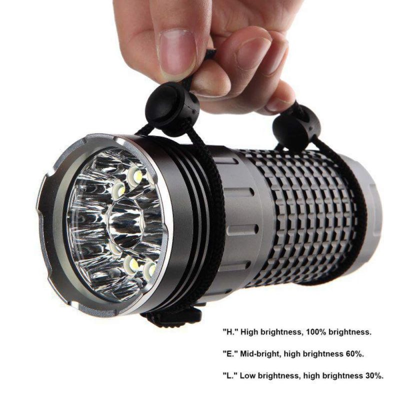 SKY RAY LED lommelygte 15000 lumen USB Type-C genopladelig robust til udendørs og hjemme brug