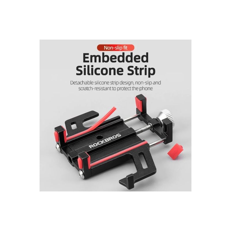 ROCKBROS telefonholder til motorcykel elcykel CNC aluminiumslegering slidstærk 5 kløer justerbar smartphoneholder