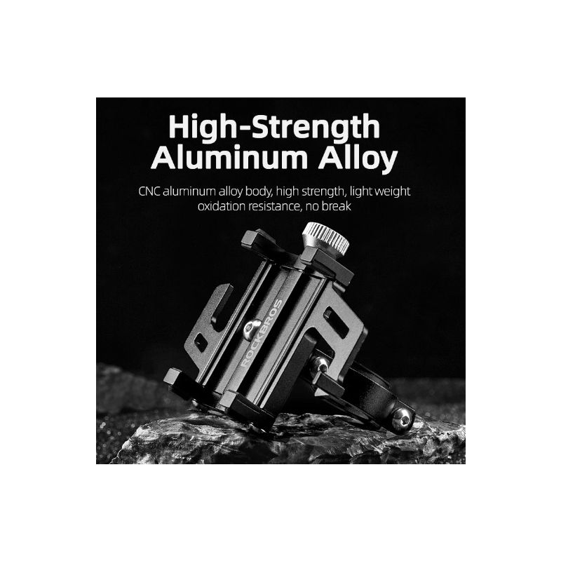 ROCKBROS telefonholder til motorcykel elcykel CNC aluminiumslegering slidstærk 5 kløer justerbar smartphoneholder