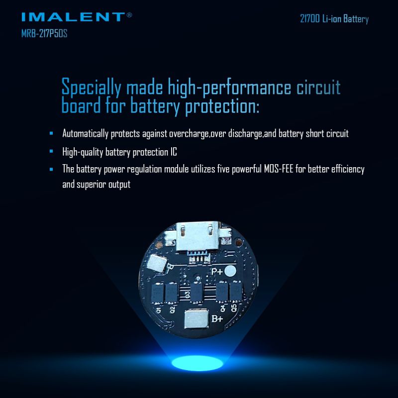 IMALENT MRB-217P50S 21700 Genopladeligt Batteri - Perfekt til Lommelygter!