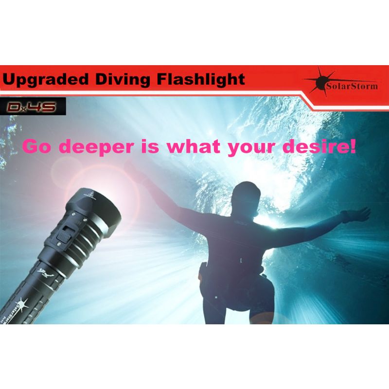 Oplev Solarstorm DX4S 4xU2 3200-lumen undervandslommelygte ideel til dykkerentusiaster med holdbar IPX8 design