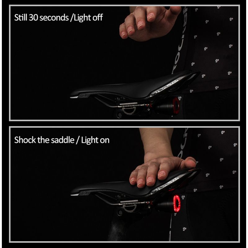 ROCKBROS Q5 cykelsmart lys cykelsikkerhed LED cykelbaglygte IPx6 vandtæt auto bremsesensor lys