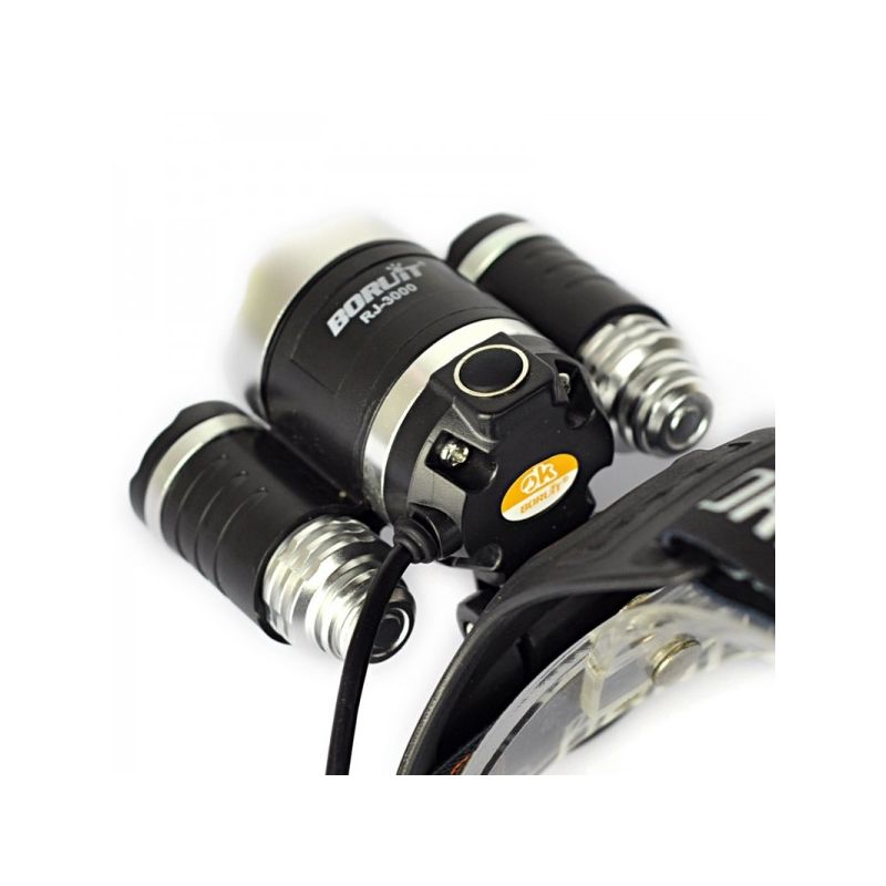 Boruit RJ-3000 LED forlygte T6 hvid lys 1000 lumens udendørs belysning og eventyr udstyr vandtæt lys