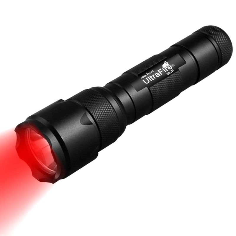 UltraFire WF-502B.2 XP-E2 kompakt og skridsikker lommelygte rød lys justerbar fokus perfekt til natvandring