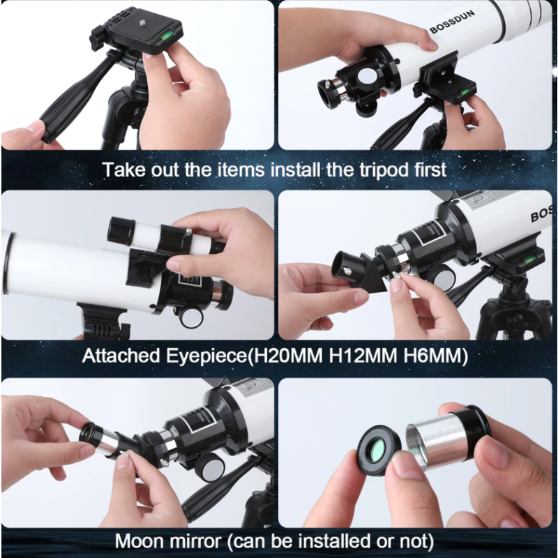 Bossdun 333X teleskop professionelt astronomisk værktøj til børn og familie rumudforskning stjernekig