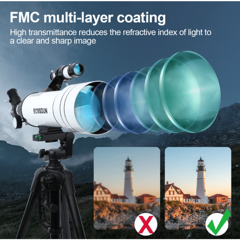 Bossdun 333X teleskop professionelt astronomisk værktøj til børn og familie rumudforskning stjernekig