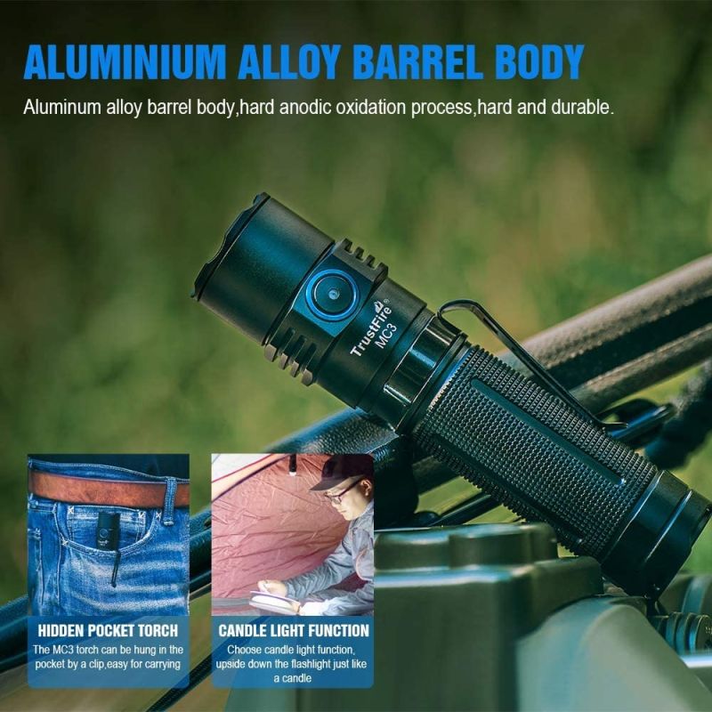 TrustFire MC3 XHP50 2500 lumen LED lommelygte USB magnetisk opladning IP68 vandtæt outdoor lyseffekt