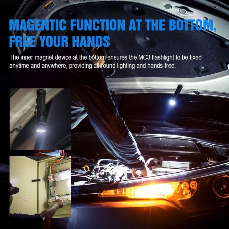 TrustFire MC3 XHP50 2500 lumen LED lommelygte USB magnetisk opladning IP68 vandtæt outdoor lyseffekt