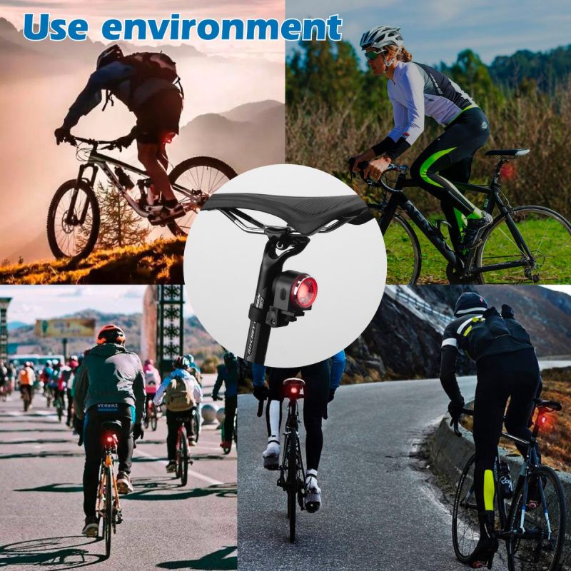 ANTUSI A8 cykel baglygte og tyverialarm med automatisk bremse for cyklingsikkerhed og synlighed på ture