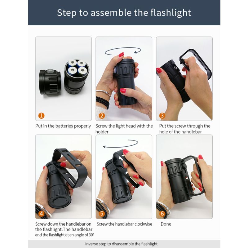 Udforsk havet med QH14 QH27 UV dykkerlampe 20000 lumens LED til natdyk holdbar vandtæt lys til koralrev