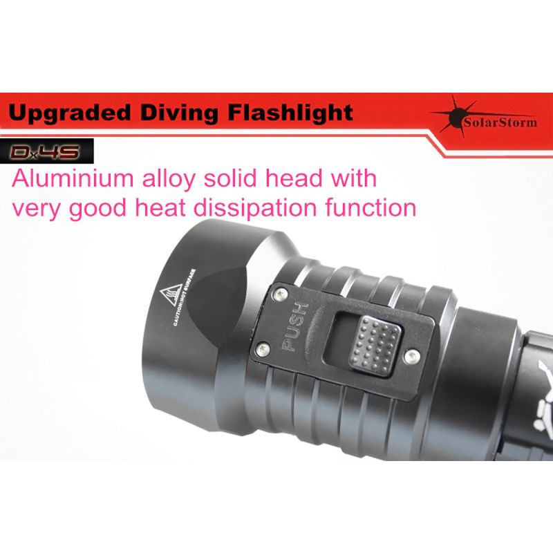 Oplev Solarstorm DX4S 4xU2 3200-lumen undervandslommelygte ideel til dykkerentusiaster med holdbar IPX8 design