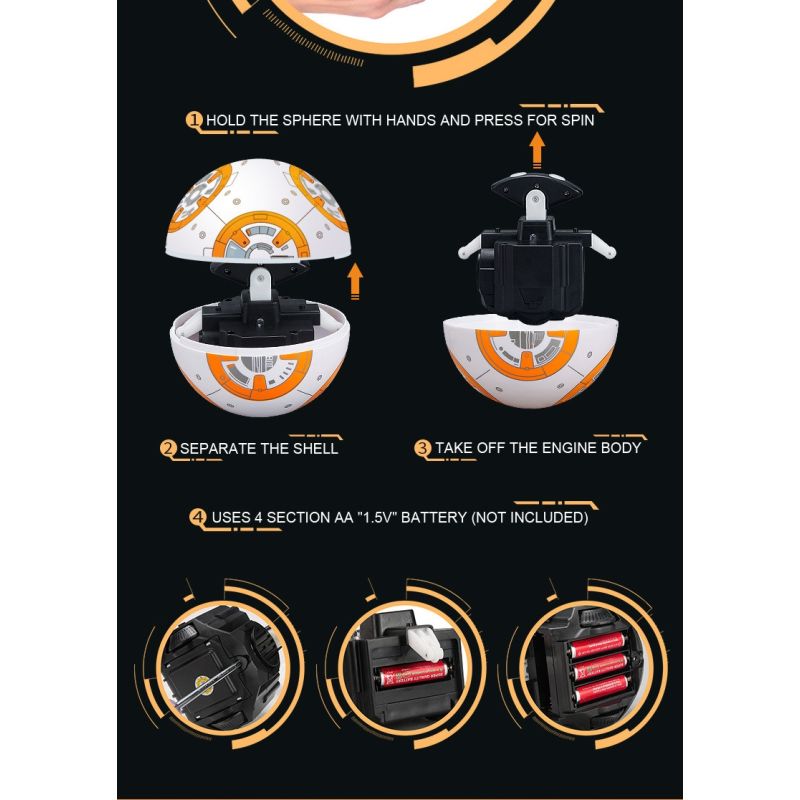 Oplev 2.4G BB-8 fjernbetjening robot intelligent actionfigur med 360° rotation gavelegetøj til børn Star Wars