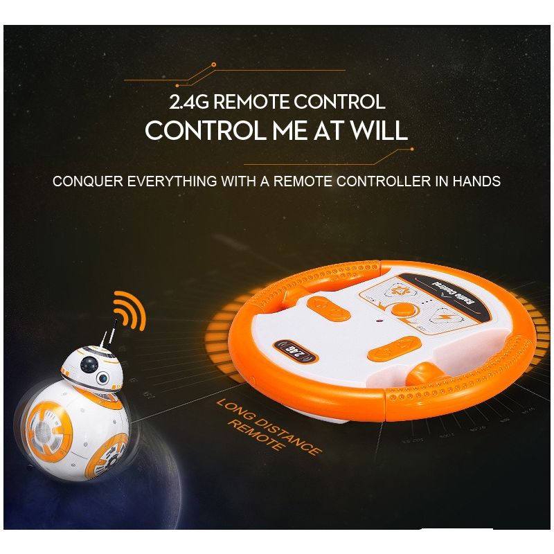 Oplev 2.4G BB-8 fjernbetjening robot intelligent actionfigur med 360° rotation gavelegetøj til børn Star Wars