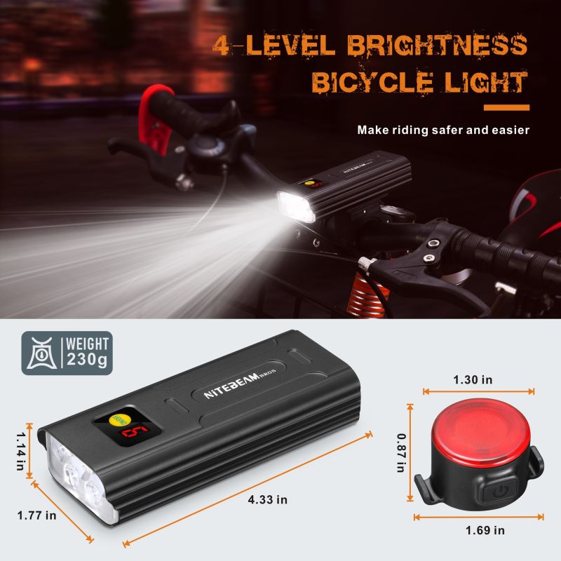 NiteBeam BR05 cykellamper 5000 lumen USB genopladelig perfekt til natcykling cykelsikkerhed powerbank funktionalitet