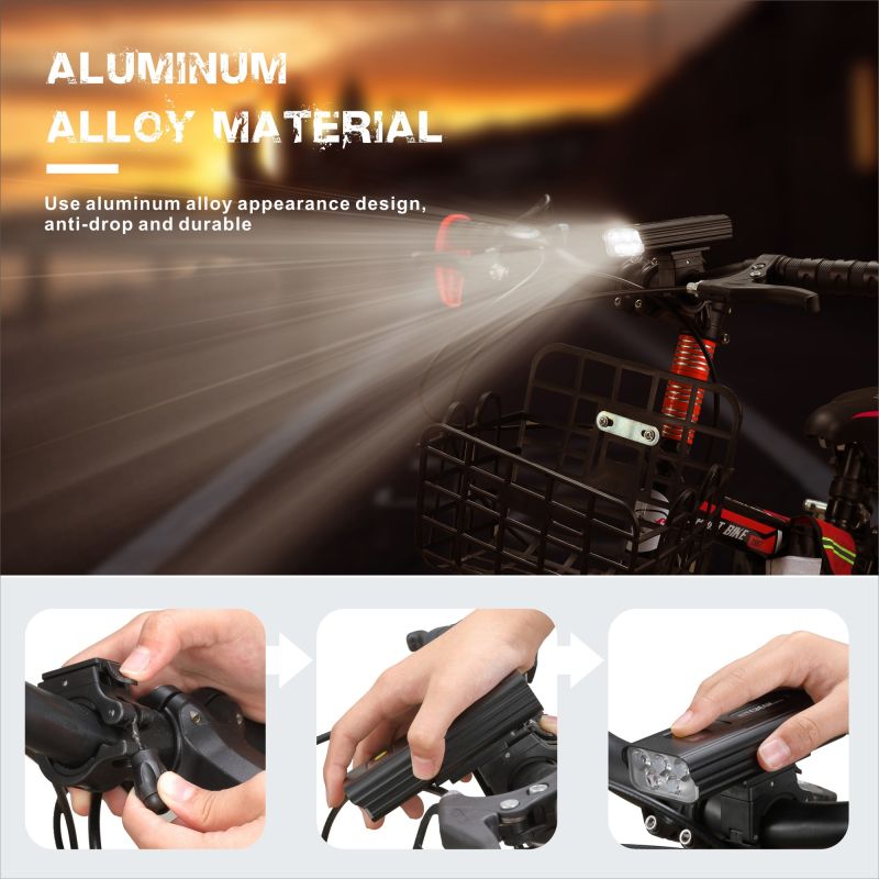 NiteBeam BR05 cykellamper 5000 lumen USB genopladelig perfekt til natcykling cykelsikkerhed powerbank funktionalitet