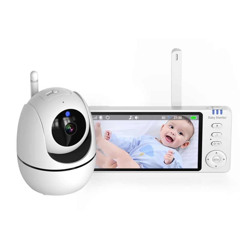 ABM501 video babyalarm 5,0 tommer LCD to-vejs lyd natvision bærbar 2,4G trådløs temperaturovervågning musik
