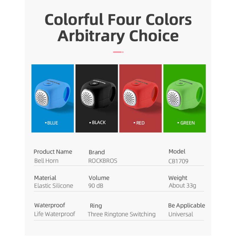 ROCKBROS elektrisk cykelklokke 110 dB horn regnfast MTB cykelstyr sikkerhed for sikker cykling og cykeltilbehør
