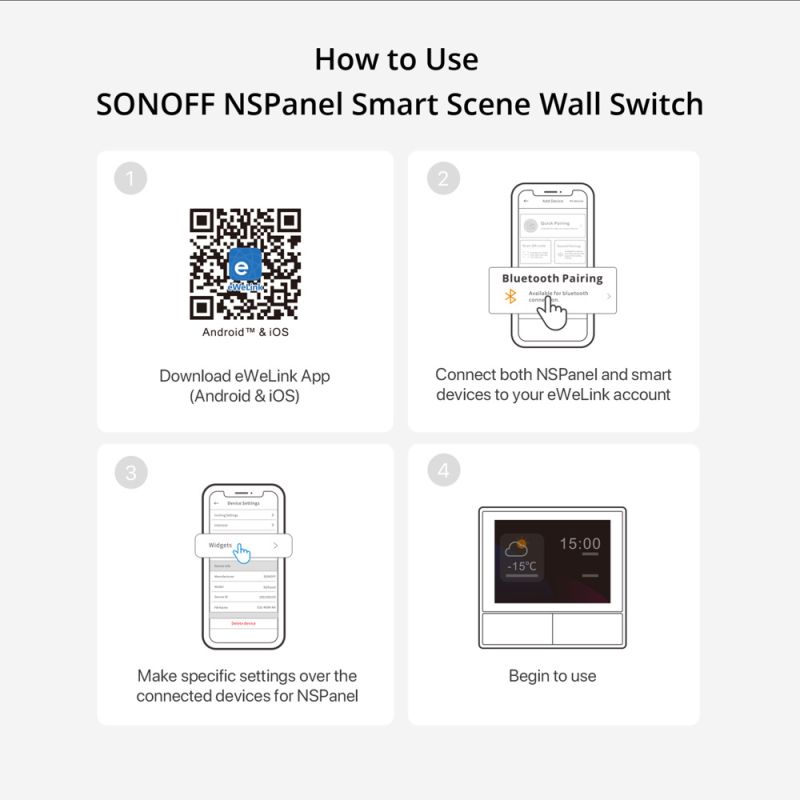 SONOFF NSPanel WiFi Scene Smart Switch til central styring i moderne hjem EU Touchskærm Alexa Google Home