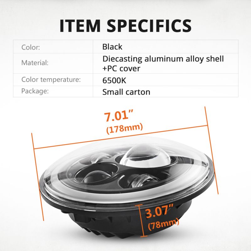 CO LIGHT 7 Tommer LED Forlygter H4 DRL med Gul Angel Eye til Jeep Wrangler Lada Niva 4x4 Holdbar Opgradering