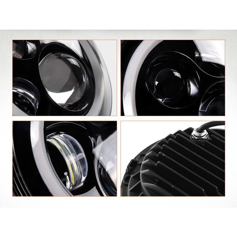 CO LIGHT 7 Tommer LED Forlygter H4 DRL med Gul Angel Eye til Jeep Wrangler Lada Niva 4x4 Holdbar Opgradering