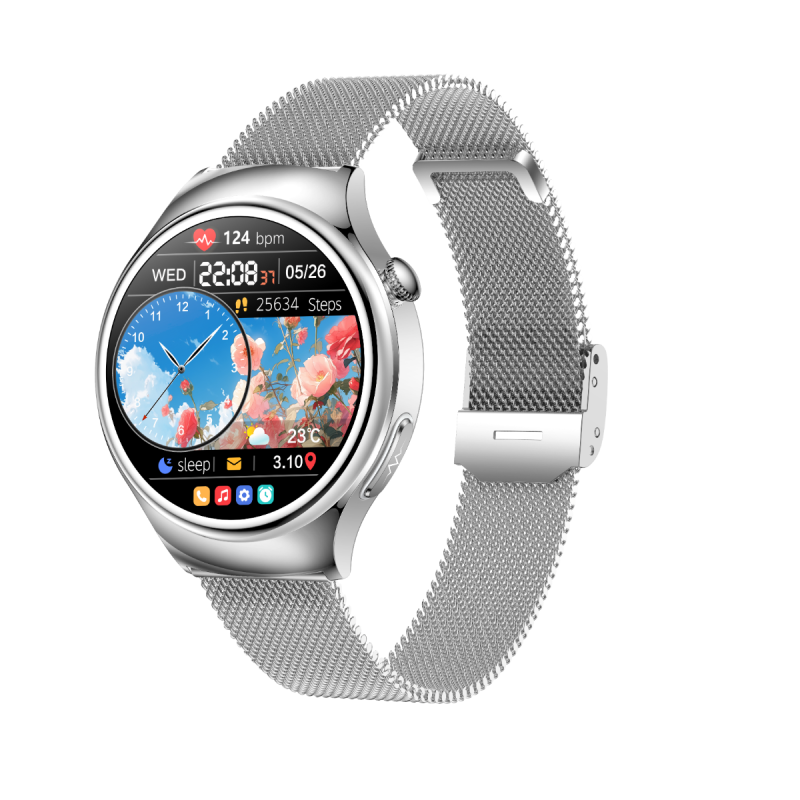 ET390 Dame Smartwatch: AMOLED HD-skærm, EKG & Bluetooth Opkald. Vandtæt HealthWear!