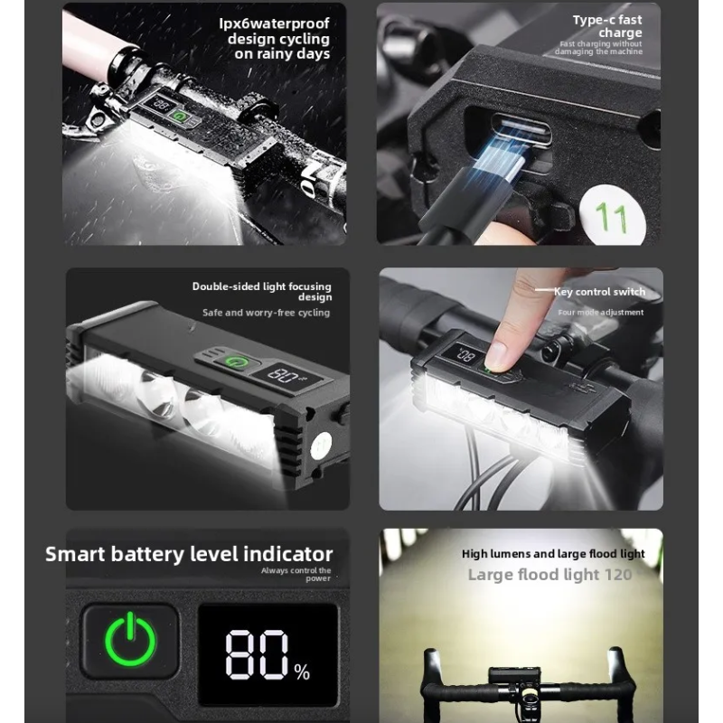 ACRUNU LED Cykellygte 4000 Lumen: USB Genopladelig Cykelforlygte for Sikker Cykeltur, 4 Tilstande.