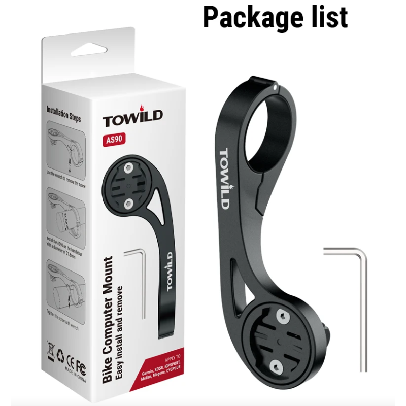 TOWILD AS90 Cykelstyrbeslag | Lygteholder & Computerholder til Garmin/Scosche | Letvægt, Alsidigt!