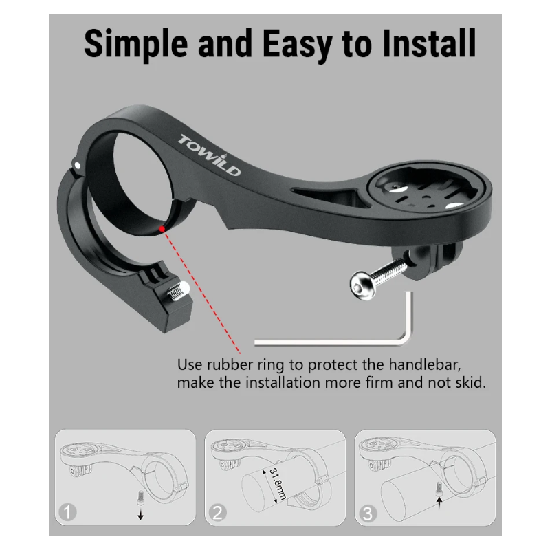TOWILD AS90 Cykelstyrbeslag | Lygteholder & Computerholder til Garmin/Scosche | Letvægt, Alsidigt!