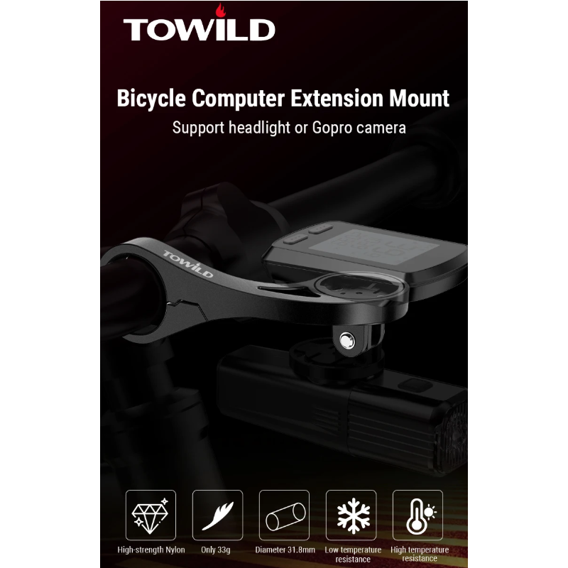 TOWILD AS90 Cykelstyrbeslag | Lygteholder & Computerholder til Garmin/Scosche | Letvægt, Alsidigt!