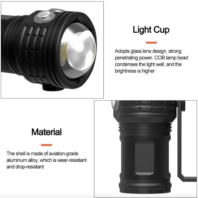 B12 LED dykkerlommelygte IPX8 vandtæt til havudforskning robust aluminiumslegering undervandslys dykkeudstyr