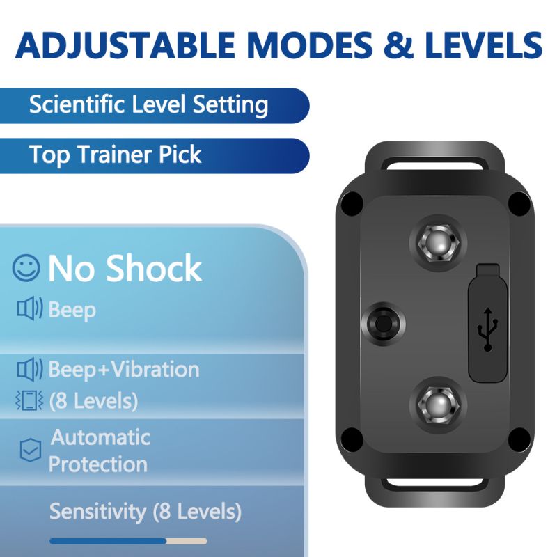 PuPoPan Smart Anti-gø Hundehalsbånd Vandtæt og Genopladelig til Effektiv Hundetræning og Human Gø-kontrol
